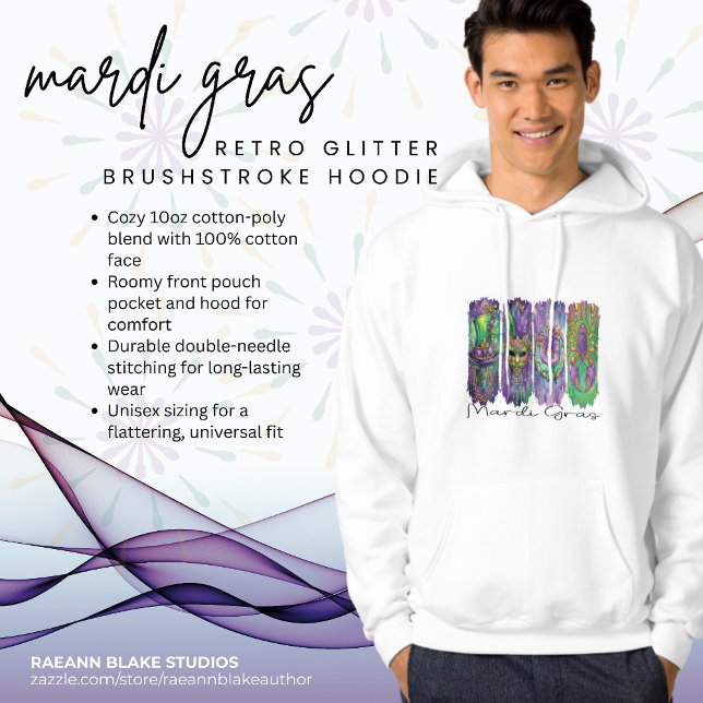 Sudadera Mardi Gras Retro Purpurina Brushstrot Hoodie (Subido por el creador)