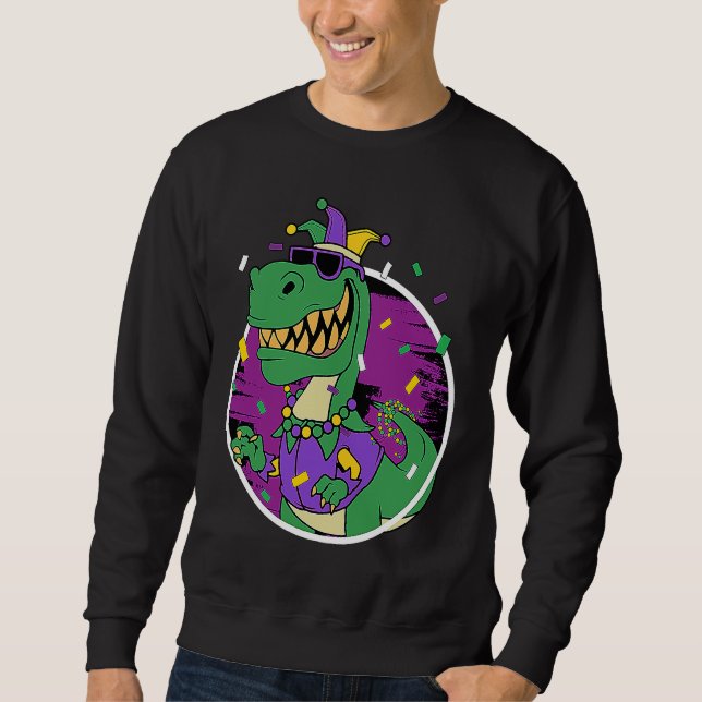 Sudadera Mardi Gras Rex Dinosaur Dino Mardi Gras Bead Costu (Anverso)