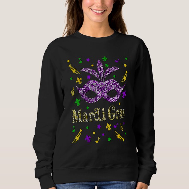Sudadera Mardi Gras S Girls Mask Beads New Orleans Party Sh (Anverso)