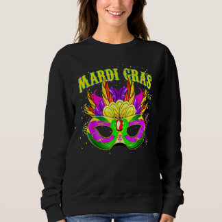 Sudadera Mardi Gras Squad 2023 Beads Mask Feathers Party Me