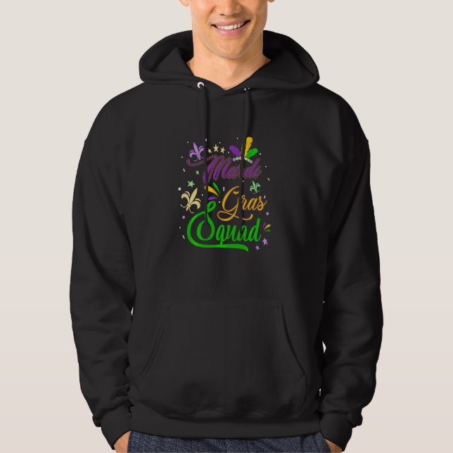 Sudadera Mardi Gras Squad Fleur De Lys Mask Funny Mardi Gra (Anverso)