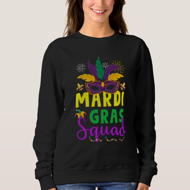 Sudadera Mardi Gras Squad Mask Costume Carnival Parade Part (Anverso)