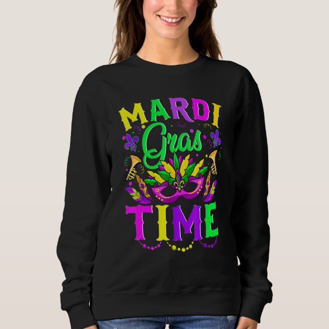 Sudadera Mardi Gras Time Feathered Krewes Máscara Mardi Gra (Anverso)