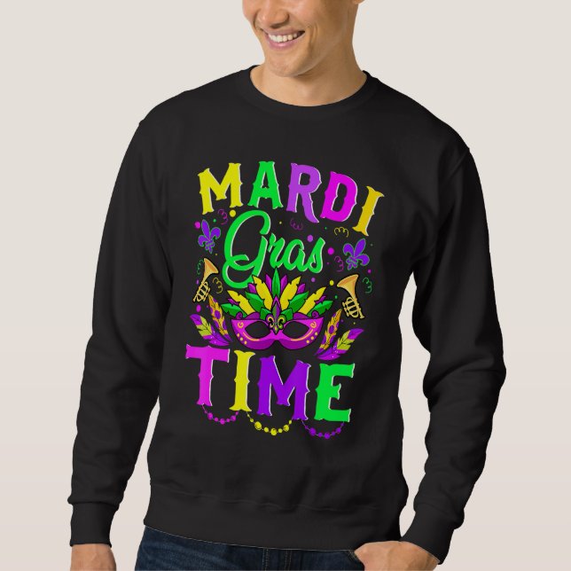 Sudadera Mardi Gras Time Feathered Krewes Mask Mardi Gras 1 (Anverso)