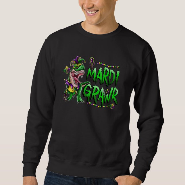 Sudadera Mardi Grawr Rex Dinosaur Mardi Gras Bead Boys Kids (Anverso)