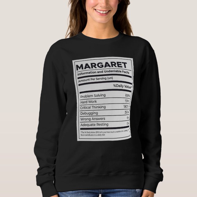 Sudadera Margaret Nutrition Information Problement Soluving (Anverso)