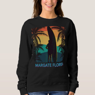 Sudadera Margate Florida Fl Palm Tree Surfer Surfer Surfboa