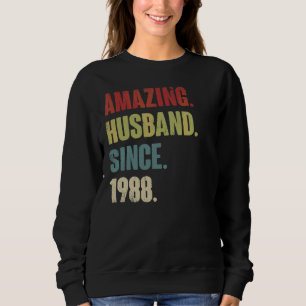 Sudadera Marido retro asombroso desde 1988 34 Aniver Boda