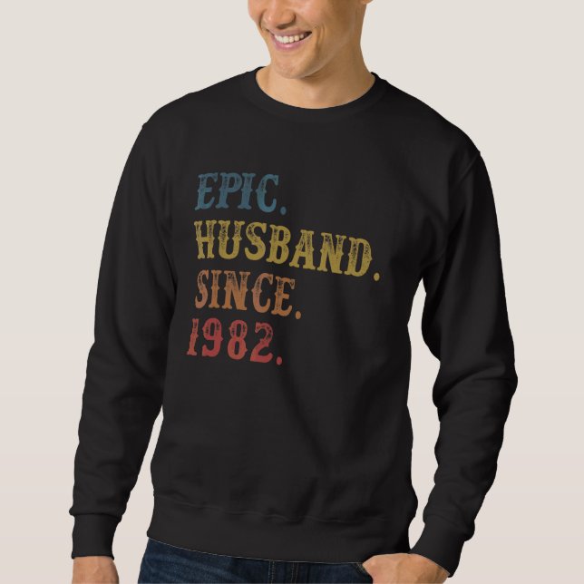 Sudadera Marido retro épico desde 1982 40º Boda Aniver (Anverso)