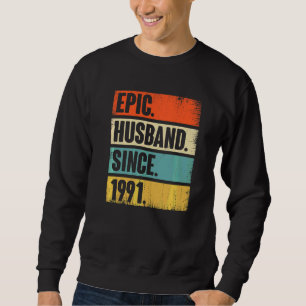 Sudadera Marido retro épico desde 1991 31ª Boda Anivers