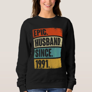 Sudadera Marido retro épico desde 1991 31ª Boda Anivers