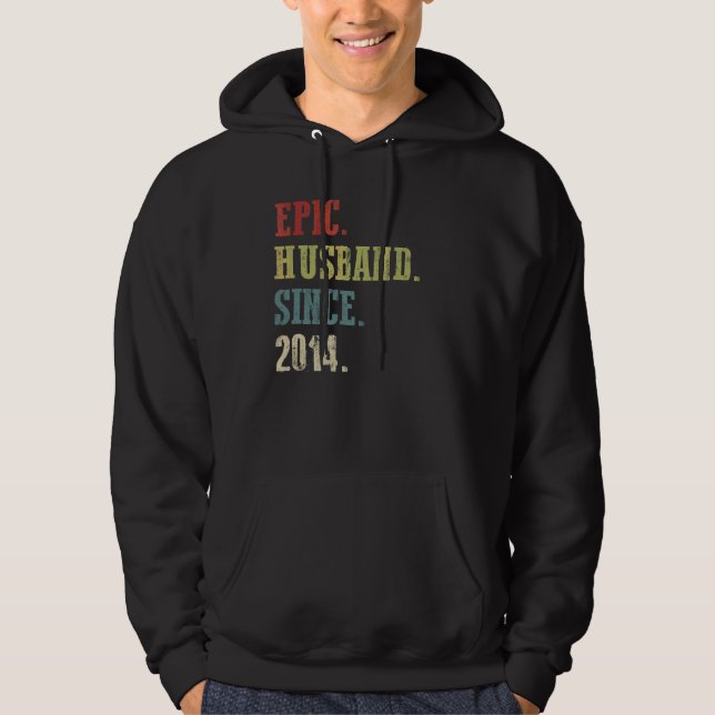 Sudadera Marido retro épico desde 2014 8º Anivers Boda (Anverso)