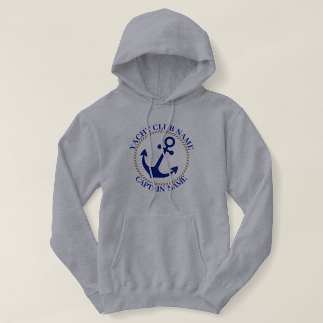 Sudadera Marina azul Nautical Anchor club náutico marina (Diseño del anverso)