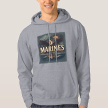"Marines" over eagle & flag hoodie