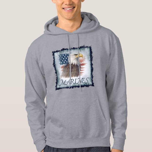 Sudadera "Marines" over eagle & flag hoodie (Anverso)