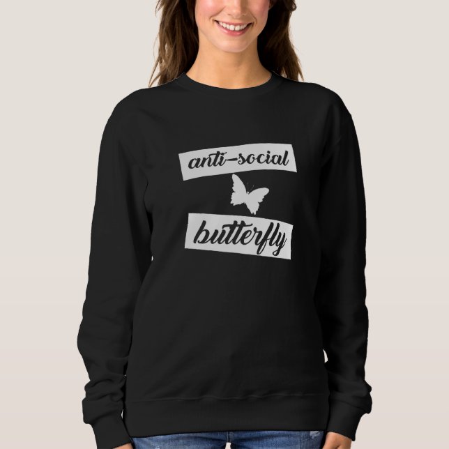 Sudadera Mariposa antisocial divertida (Anverso)