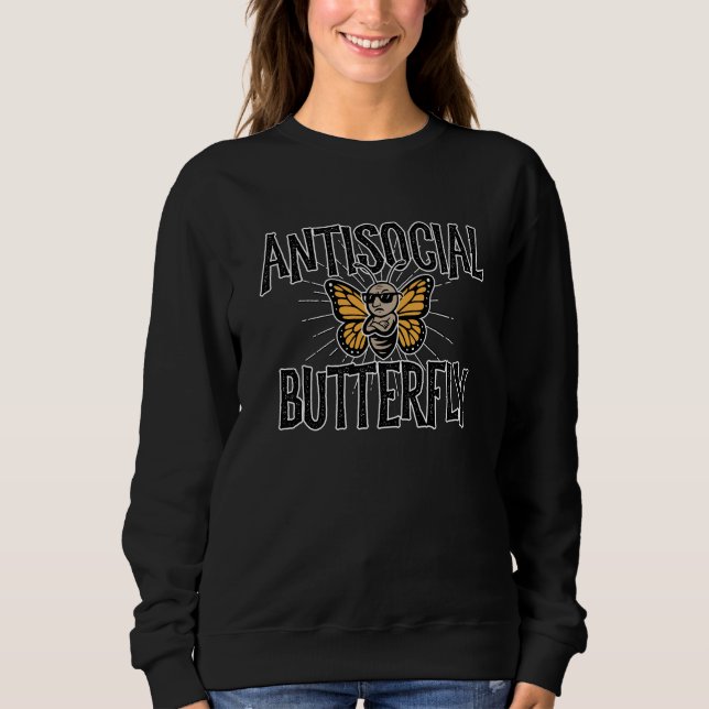 Sudadera Mariposa antisocial - ermitaño divertido (Anverso)
