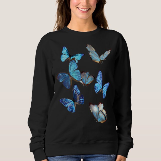 Sudadera Mariposa Azul Morpho Enjambres Lepidoptera Entomol (Anverso)