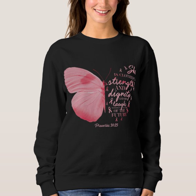 Sudadera Mariposa Cinta rosa Cáncer de Mama Cáncer de Mama  (Anverso)