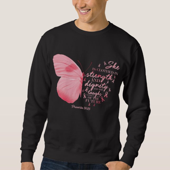 Sudadera Mariposa Cinta rosa Cáncer de Mama Cáncer de Mama  (Anverso)