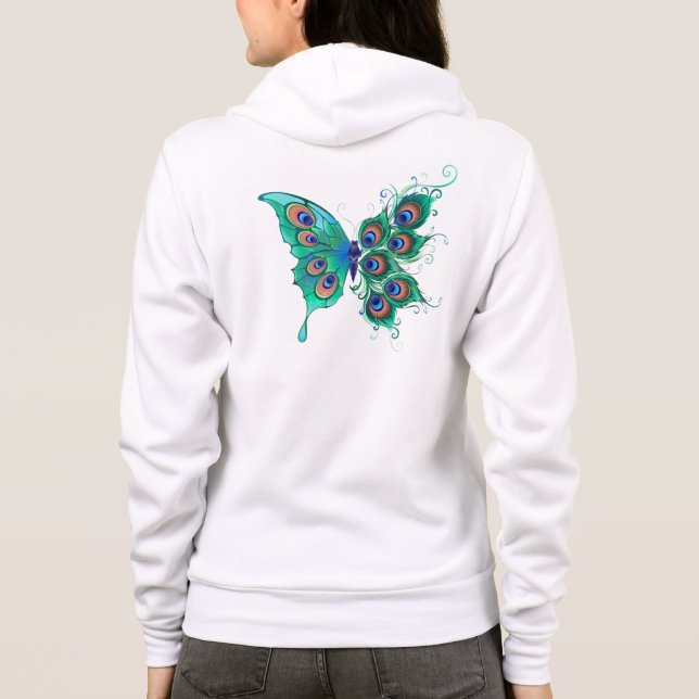 Sudadera Mariposa con plumas de pavo real verde (Reverso)