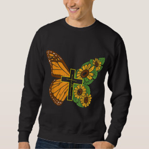 Sudadera Mariposa Cruz de Girasol Fe Dios Jesús Cristia