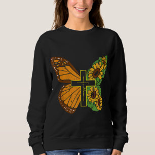 Sudadera Mariposa Cruz de Girasol Fe Dios Jesús Cristia