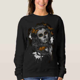 Sudadera Mariposa de cráneo azúcar cráneo chica emo triste 