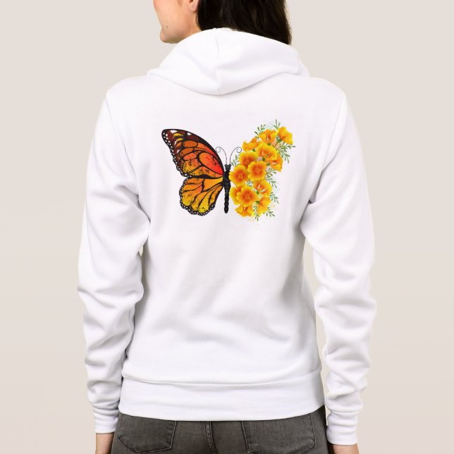 Sudadera Mariposa de flores con amapola amarilla de Califor (Reverso)