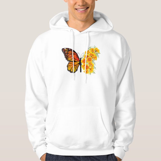 Sudadera Mariposa de flores con amapola amarilla de Califor (Anverso)