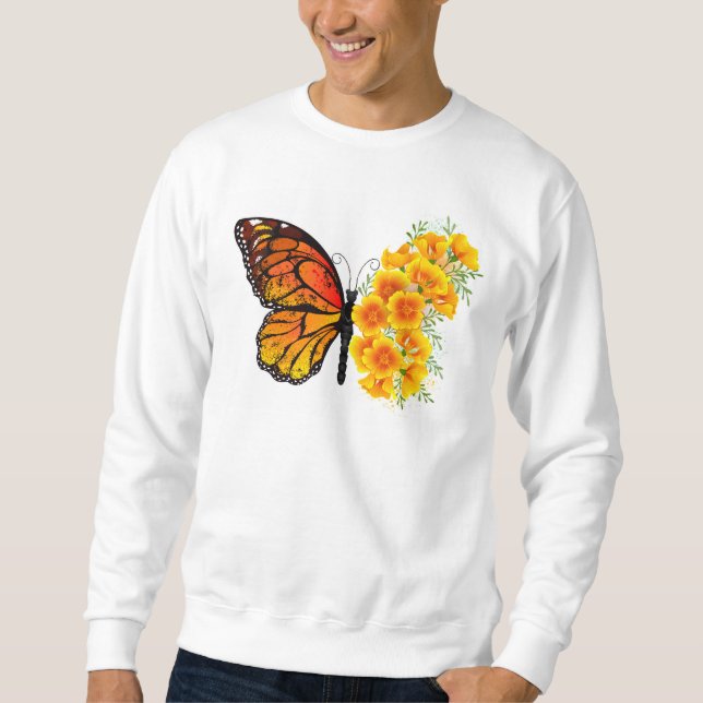 Sudadera Mariposa de flores con amapola amarilla de Califor (Anverso)