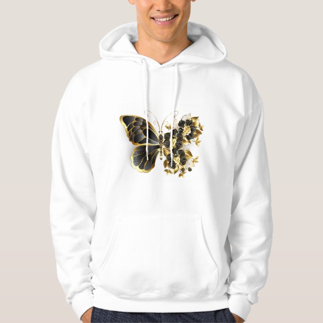 Sudadera Mariposa de flores de oro con orquídea negra (Anverso)