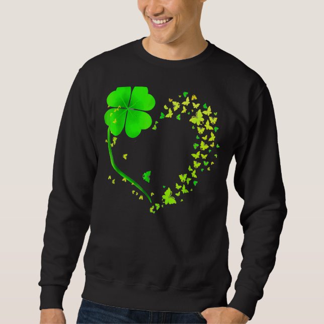 Sudadera Mariposa Heart Leaf Irish St Patrick Day Clover H (Anverso)