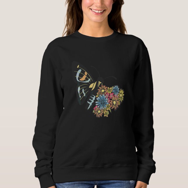 Sudadera Mariposa Linda Con Mariposa Y Flores Y Flor (Anverso)