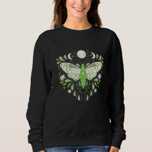 Sudadera Mariposa Mística Verde Flor Celestial Fases Lunare