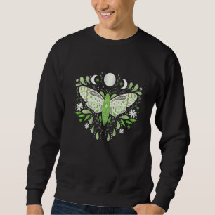 Sudadera Mariposa Mística Verde Flor Celestial Fases Lunare