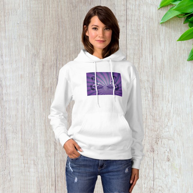 Sudadera Mariposa púrpura abstracta con alas radiantes (Subido por el creador)
