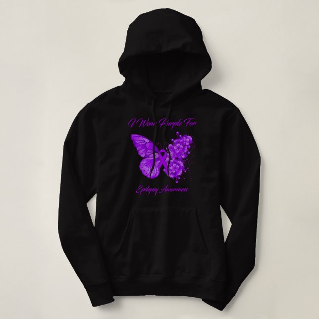 Sudadera Mariposa Que Uso Púrpura Para La Epilepsia De La P (Diseño del anverso)
