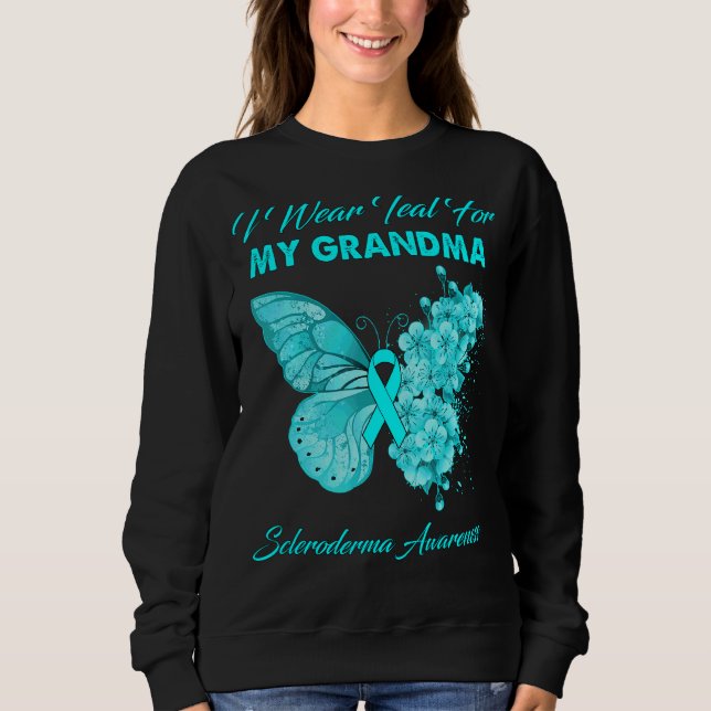 Sudadera Mariposa Que Uso Verde azulado Para Mi Abuela Escl (Anverso)