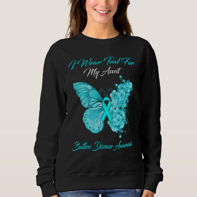 Sudadera Mariposa Que Uso Verde azulado Por Mi Enfermedad D (Anverso)
