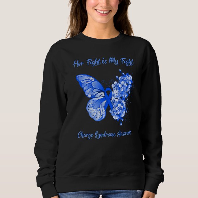 Sudadera Mariposa su lucha es mi síndrome de cargo de lucha (Anverso)