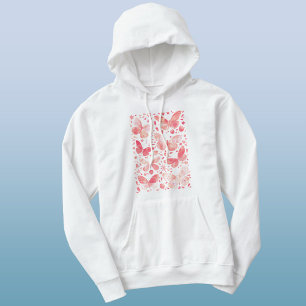 Sudadera Mariposas Acuarela Coral Rosa