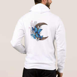 Sudadera Mariposas azules sobre la media luna de madera