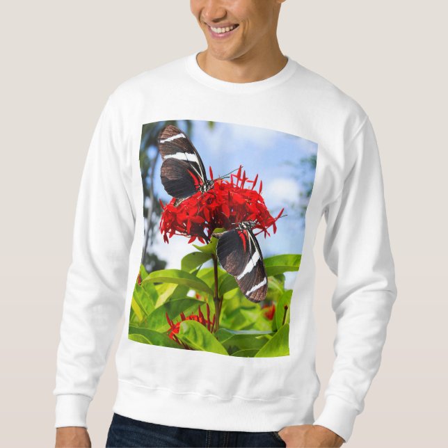 Sudadera Mariposas de cebra con flores rojas (Anverso)
