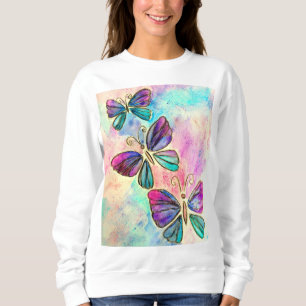 Sudadera Mariposas de colores suaves - Pintura de acuarela