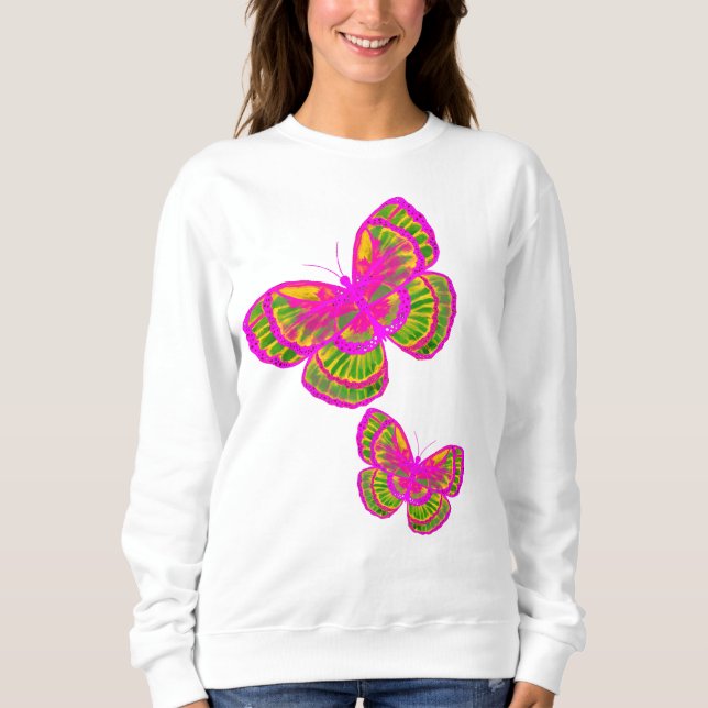 Sudadera Mariposas rosas y verdes (Anverso)