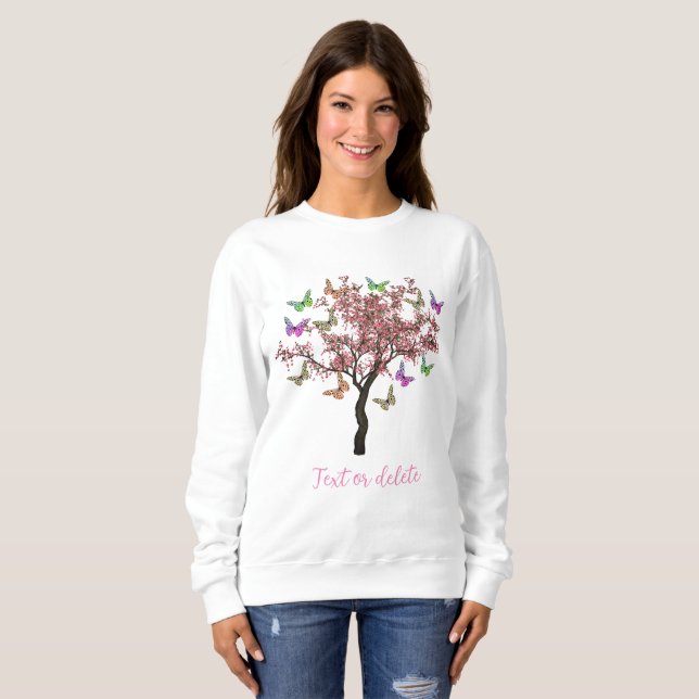 Sudadera Mariposas Y Árbol De Flores Personalizadas (Anverso completo)