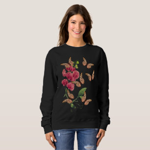 Sudadera Mariposas Y Flor De Pea Dulce Negro