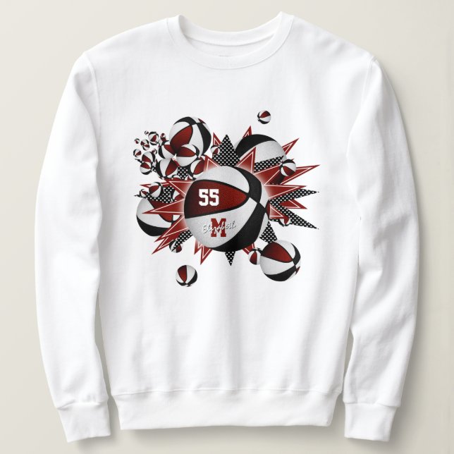 Sudadera maroon color negro team chicas baloncesto estrella (Anverso del diseño)