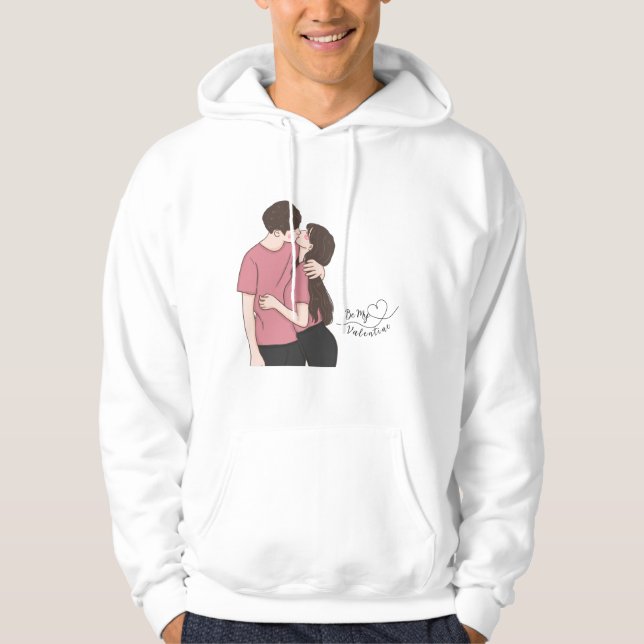 Sudadera Marrón Champagne Rosa Be My Valentine Couple Hoodi (Anverso)